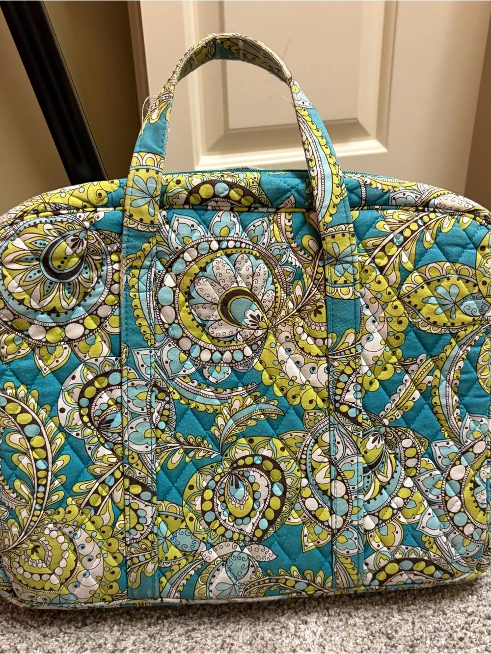 Vera Bradley Turquoise Floral Paisley Quilted Laptop Tote